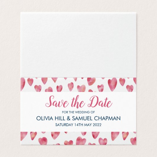 Rosa Herz Save the Date (Außenseite Aufgefaltet)