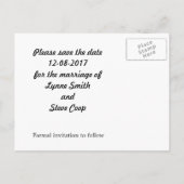 Rosa Herz Save the Date mit schwarzem Band Ankündigungspostkarte (Rückseite)