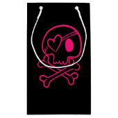 Rosa Herz Schädel und Kreuze Kleine Geschenktasche Kleine Geschenktüte (Rückseite)