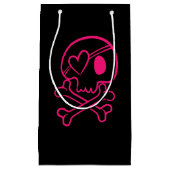 Rosa Herz Schädel und Kreuze Kleine Geschenktasche Kleine Geschenktüte (Vorderseite)