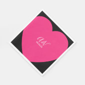 Rosa Herz Schriftzug Paare Datum Hochzeit Serviette (Ecke)