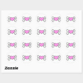 Rosa Herz Skull und Crossbones Runder Aufkleber (Blatt)