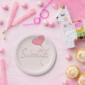 Rosa Herz Sweet 16 Ballon Pappteller (Party)