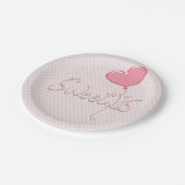 Rosa Herz Sweet 16 Ballon Pappteller (Schrägansicht)