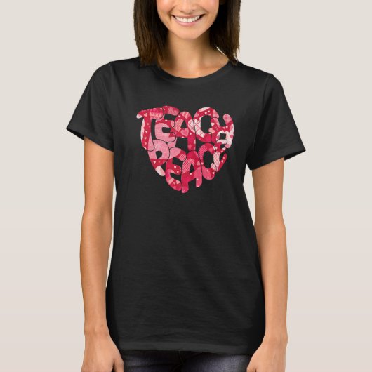 Rosa Herz Teach Peace Liebe Inspiration Hippie Tee (Vorderseite)