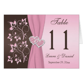 Rosa, Herz-Tischnummer-Blumenkarte Browns