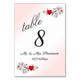 Rosa Herz-Tischnummer Tischnummer