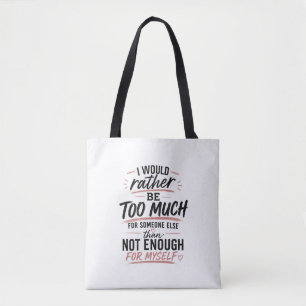 Rosa Herz Tote Bag Selbstliebe zu viel Tasche