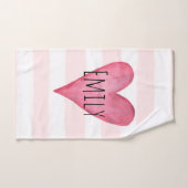 Rosa Herz-Typografie-Baby-Liebe mit Namen Badhandtuch Set (Handtuch)
