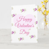 Rosa Herz und Blume - Happy Valentine Card Karte (Gelbe Blume)