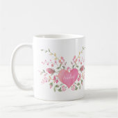 Rosa Herz und Blume Kaffeetasse (Links)