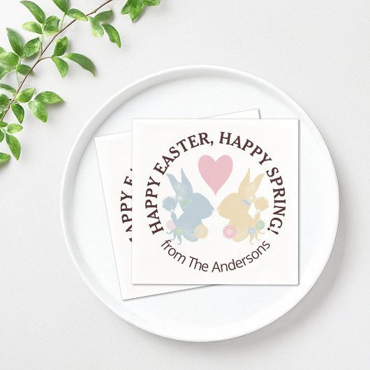 Rosa Herz und farbenfrohe Pastellfarben Ostern Son Serviette