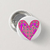 rosa Herz- und Fußball-Balls-Muster Button (Vorne & Hinten)