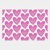 rosa Herz- und Fußball-Balls-Muster Geschenkpapier Set (Vorderseite)