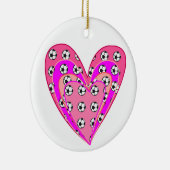 rosa Herz- und Fußball-Balls-Muster Keramik Ornament (Rechts)