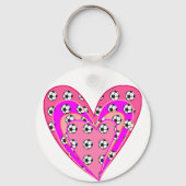 rosa Herz- und Fußball-Balls-Muster Schlüsselanhänger (Rückseite)