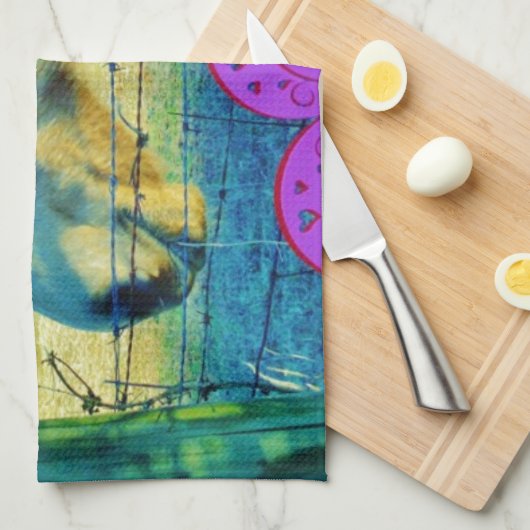 Rosa Herz und gelbes Pferd Handtuch (Viertel Falte)