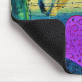 Rosa Herz und gelbes Pferd Mousepad (Ecke)