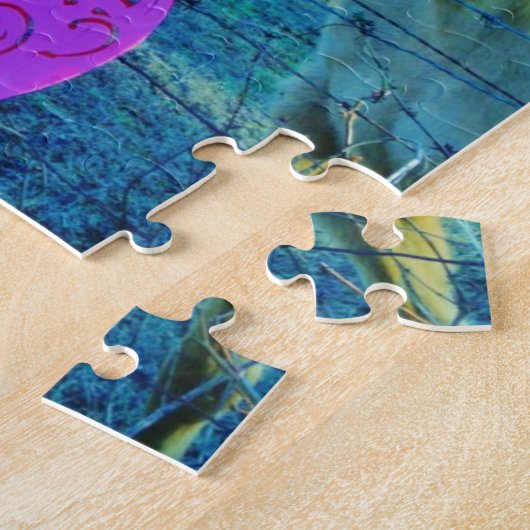Rosa Herz und gelbes Pferd Puzzle (Seite)