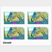 Rosa Herz und gelbes Pferd Rechteckiger Aufkleber (Blatt)