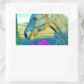 Rosa Herz und gelbes Pferd Rechteckiger Aufkleber (Tasche)