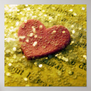 Rosa Herz und Glitzer Poster