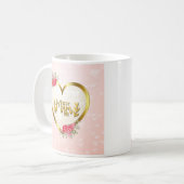 Rosa Herz und goldenes Herz für die beste Mutter a Kaffeetasse (Vorderseite Links)