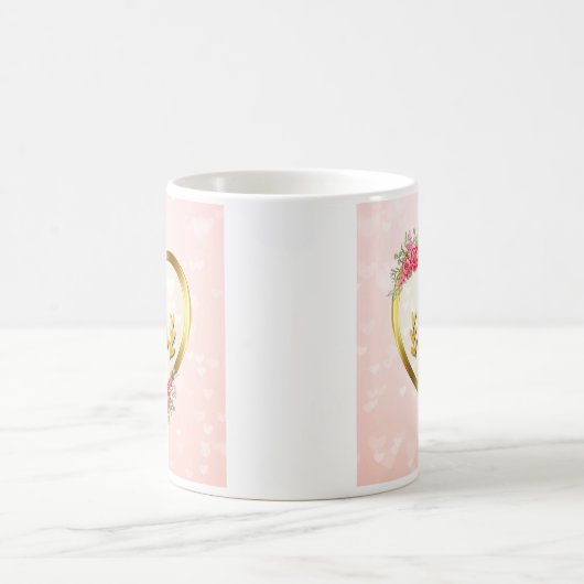 Rosa Herz und goldenes Herz für die beste Mutter a Kaffeetasse (Mittel)
