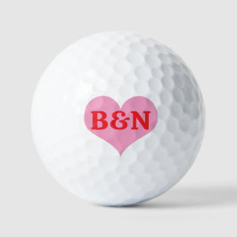 Rosa Herz und rote Farbe Monogramm Anfangsbuchstab Golfball