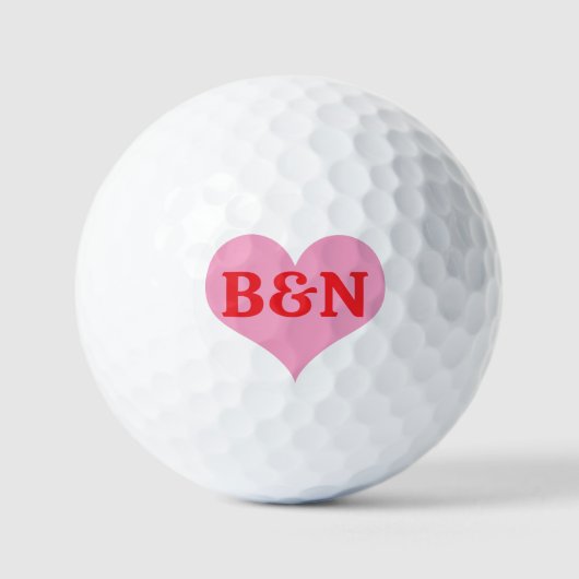 Rosa Herz und rote Farbe Monogramm Anfangsbuchstab Golfball (Vorderseite)