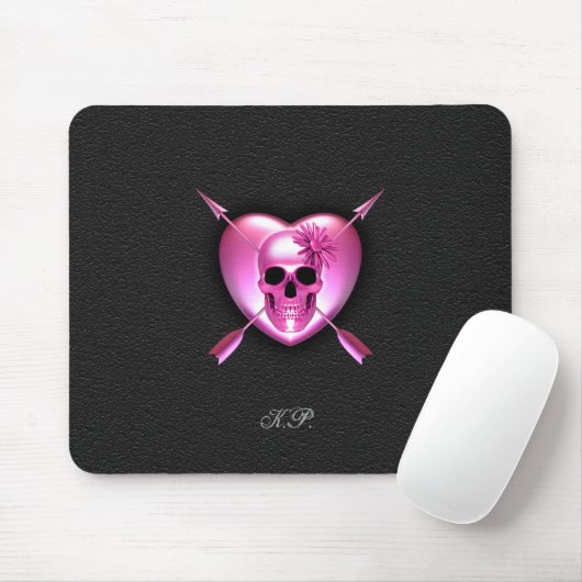 Rosa Herz-und Schädel-Mausunterlage Mousepad (Mit Mouse)