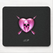 Rosa Herz-und Schädel-Mausunterlage Mousepad (Vorne)