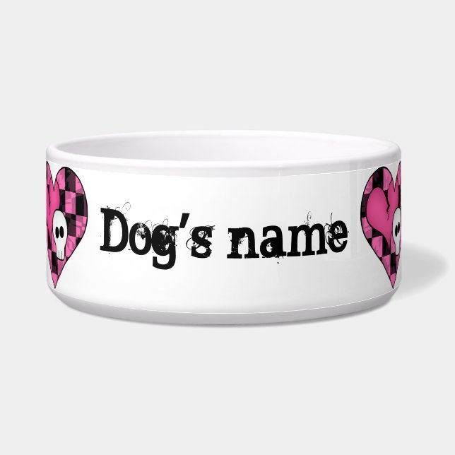 rosa Herz und Schädel Napf (Vorderseite)