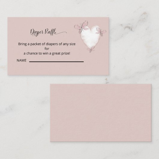 Rosa Herz und Schmetterling-Windeln Begleitkarte (Vorne/Hinten)