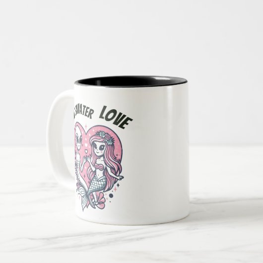 Rosa Herz Unterwasser-Liebe Zweifarbige Tasse (Vorderseite Links)