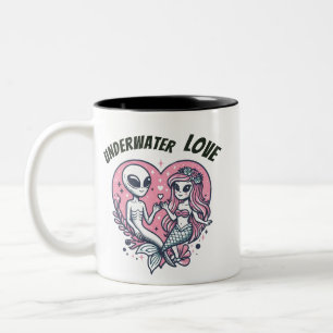 Rosa Herz Unterwasserliebe Zweifarbige Tasse