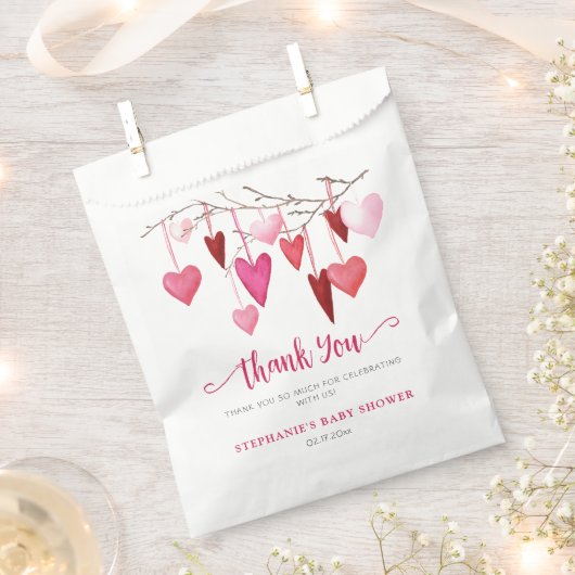 Rosa Herz Valentine Baby Dusche Geschenktütchen (Ausgeschnitten)