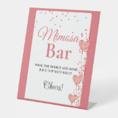 Rosa Herz Valentine Bachelorette Mimosa Bar Sign Sockelschild (Vorderseite)