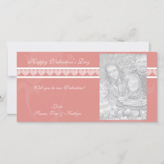 Rosa Herz - Valentine Foto-Karten Feiertagskarte (Vorderseite)