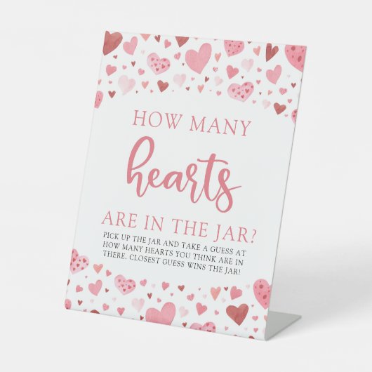 Rosa Herz Valentine Wie viele Herz Baby Dusche Sockelschild (Vorderseite)