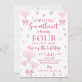 Rosa Herz Valentine's Girl Birthday Einladung (Vorderseite)