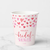 Rosa Herz - Valentinisches Brautparty Pappbecher (Vorderseite)