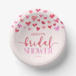 Rosa Herz - Valentinisches Brautparty Pappteller