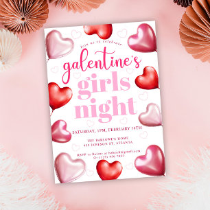 Rosa Herz Valentins Galentiner Girls Night Einladung