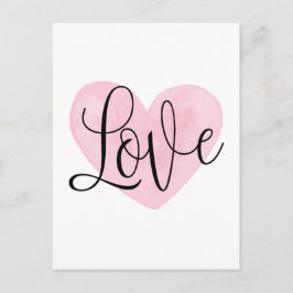 Rosa Herz. Valentinstag. Liebe. Modernes Erröten Feiertagspostkarte