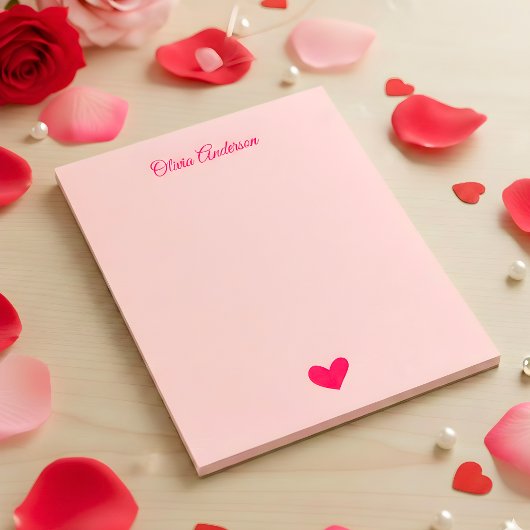 Rosa Herz Valentinstag Personalisierter Name Notizblock