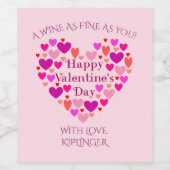 Rosa Herz-Valentinstag Weinetikett (Einzelnes Label)