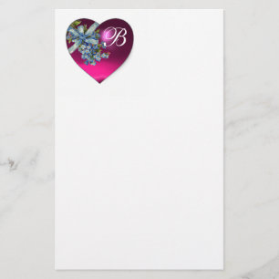 ROSA HERZ & VERGISSMEINNICHT MONOGRAMM BRIEFPAPIER
