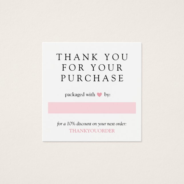 Rosa Herz Vielen Dank für Ihre Bestellung (Vorderseite)