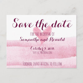 Rosa Herz Wasserfarbe Save the Date handbemalt Ankündigungspostkarte